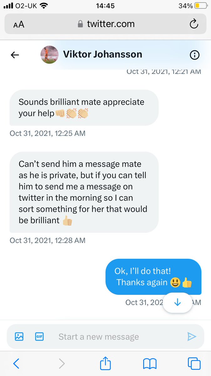 Back in 2021, a mate’s daughter got hit by a coin after a game. @Viktor1898 sent me this DM &
2 days later he took her some signed 🧤🧤and stayed for a chat and a ☕️

THANK YOU and all the best for your future career, Viktor!
I’ve got something in my eye!🥲