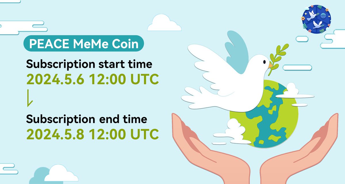 $PEACE Use blockchain technology to bring the power of peace to every single corner of the world, making it a link to world peace.

Presale Start Time:2024.05.06 12:00(UTC)
Presale End Time:2024.05.08 12:00(UTC)

pinksale.finance/launchpad/base…

#PEACE #MEME #BASE