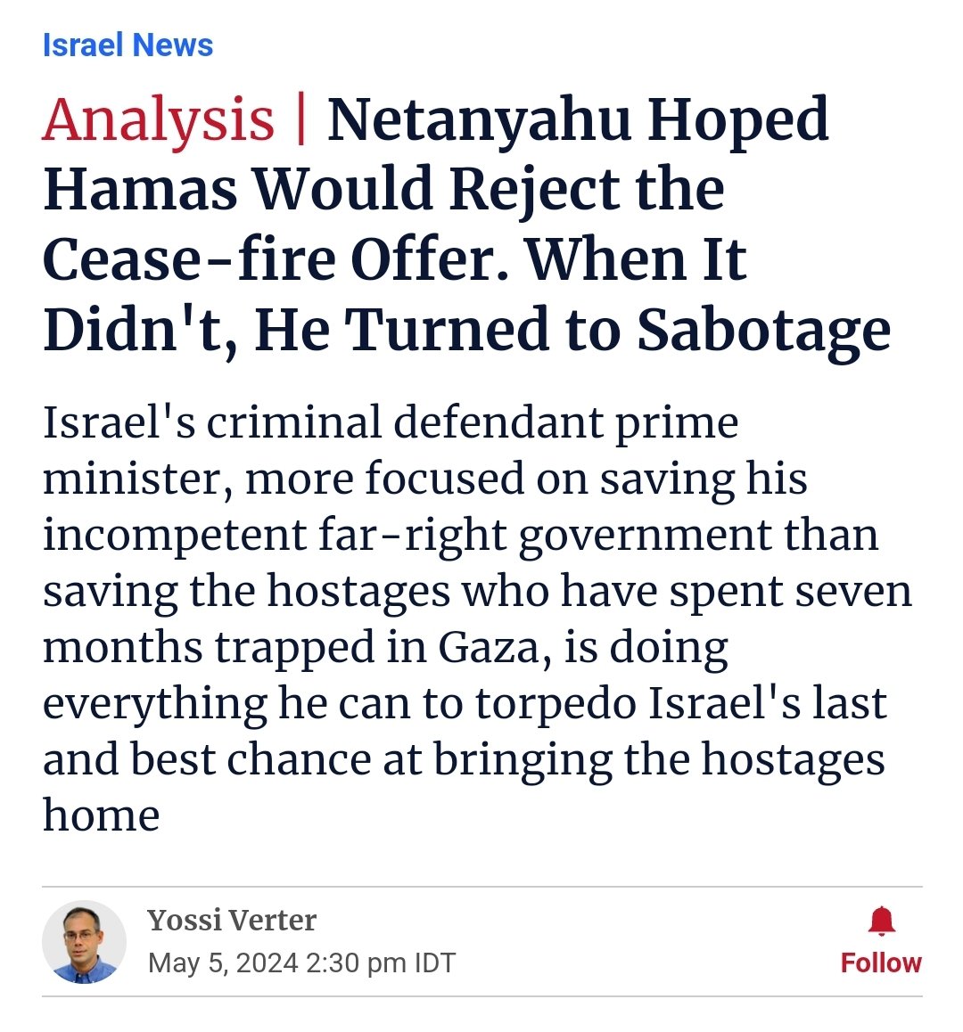 The years have gone by, governments in Israel have changed, political parties have risen and fallen; but there is one constant that is obvious to whoever follows Israeli politics, even fleetingly: for the vile liar @netanyahu, personal political survival trumps everything else.…