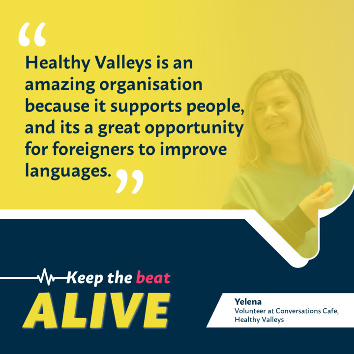 💛 @healthyvalleys is a cornerstone of community initiatives in the Clydesdale area, such as their Conversations Café for people to improve their English. Be part of 'Keep The Beat Alive' so they can continue their vital work. 🫀 keepthebeatalive.org.uk