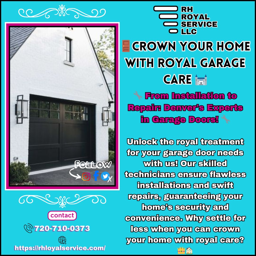 🚪👑Crown your home with the royal treatment from RH Royal Service!

🛠️ From seamless installations to swift repairs, our expert technicians in Denver ensure your garage door is fit for a king.

#RoyalGarageCare #DenverGarageExpert #CustomerFirst #RHRoyalService #HomeUpgrade

1/2