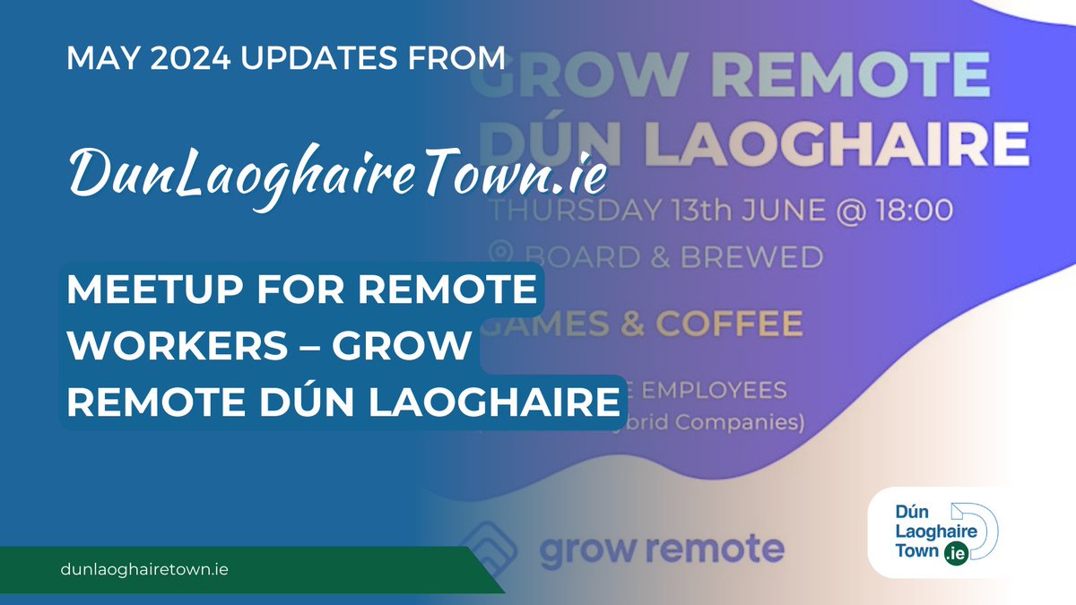 Connect with remote workers in Dún Laoghaire over games & a cuppa - 13th June, 18 pm. @GrowRemoteIrl More info bit.ly/3wiuyq4 Got #DunLaoghaireTown related news to share? Contact @eoinkcostello / eoin@digitalhq.ie DunLaoghaireTown.ie sup by @dlrcc & @BankofIreland
