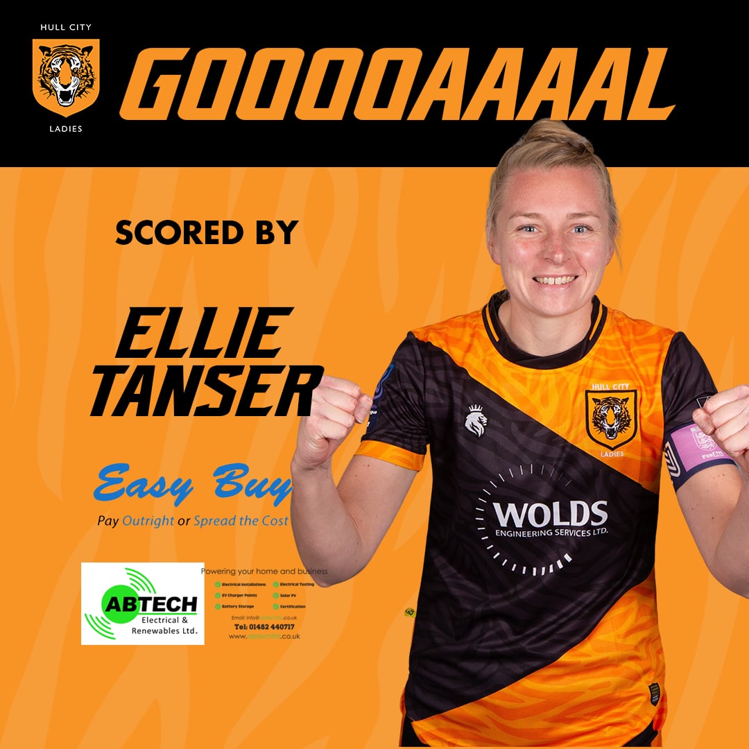 50' GOALLLL TIGRESSES It's a carbon copy of the 1st and It's the Captain again to double Hull City Ladies lead! 🤝 @easybuyhull | Abtech Electrical & Renewables Ltd #HearUsRoar