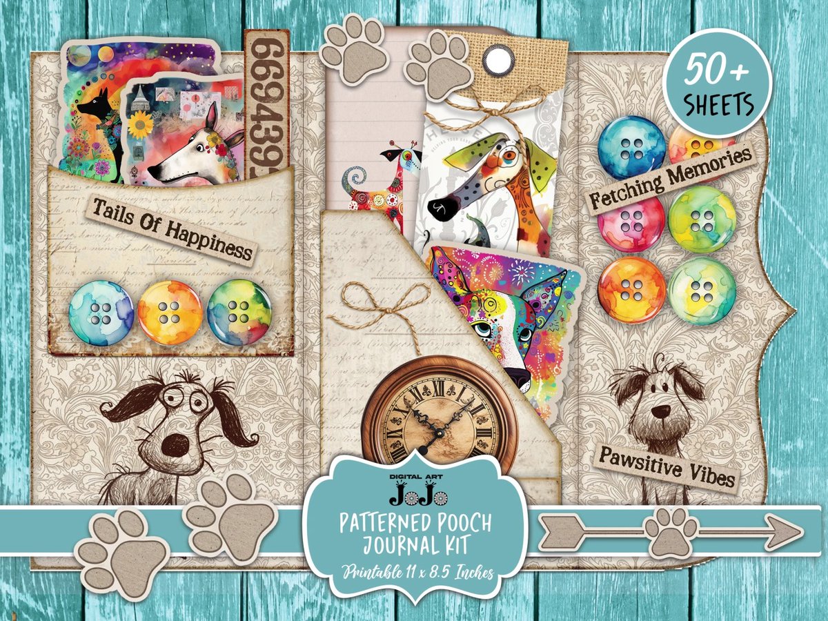 Cute dog junk journal kit! Over 50 + sheets BRAND NEW and on sale today in our Etsy shop etsy.me/3PnkLof

#junkjournal #dogcrafts #doglovers #craftideas #scrapbookideas #collageideas #journalsupplies #digitaljournal #papercraft #craftlovers #dogloversgift #handmade  ...