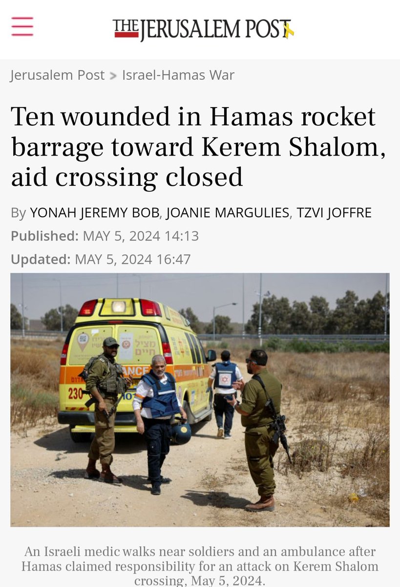 There's nothing irrational about Hamas firing from Rafah at Kerem Shalom, Gaza's life line. Hamas has watched the world blaming Israel, not them, for the plight of Gazans, while blocking Israel from taking Rafah. So Hamas has every reason to believe this madness will continue.…
