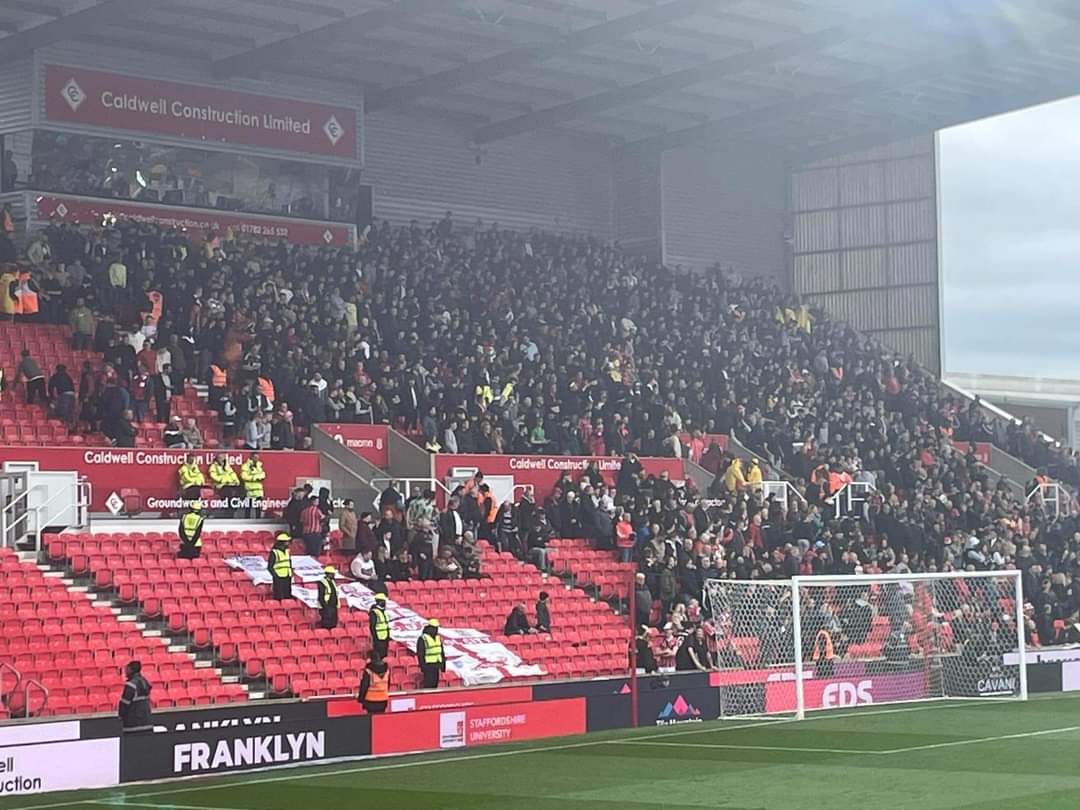 Bristol City fans at Stoke yesterday 

#BristolCity