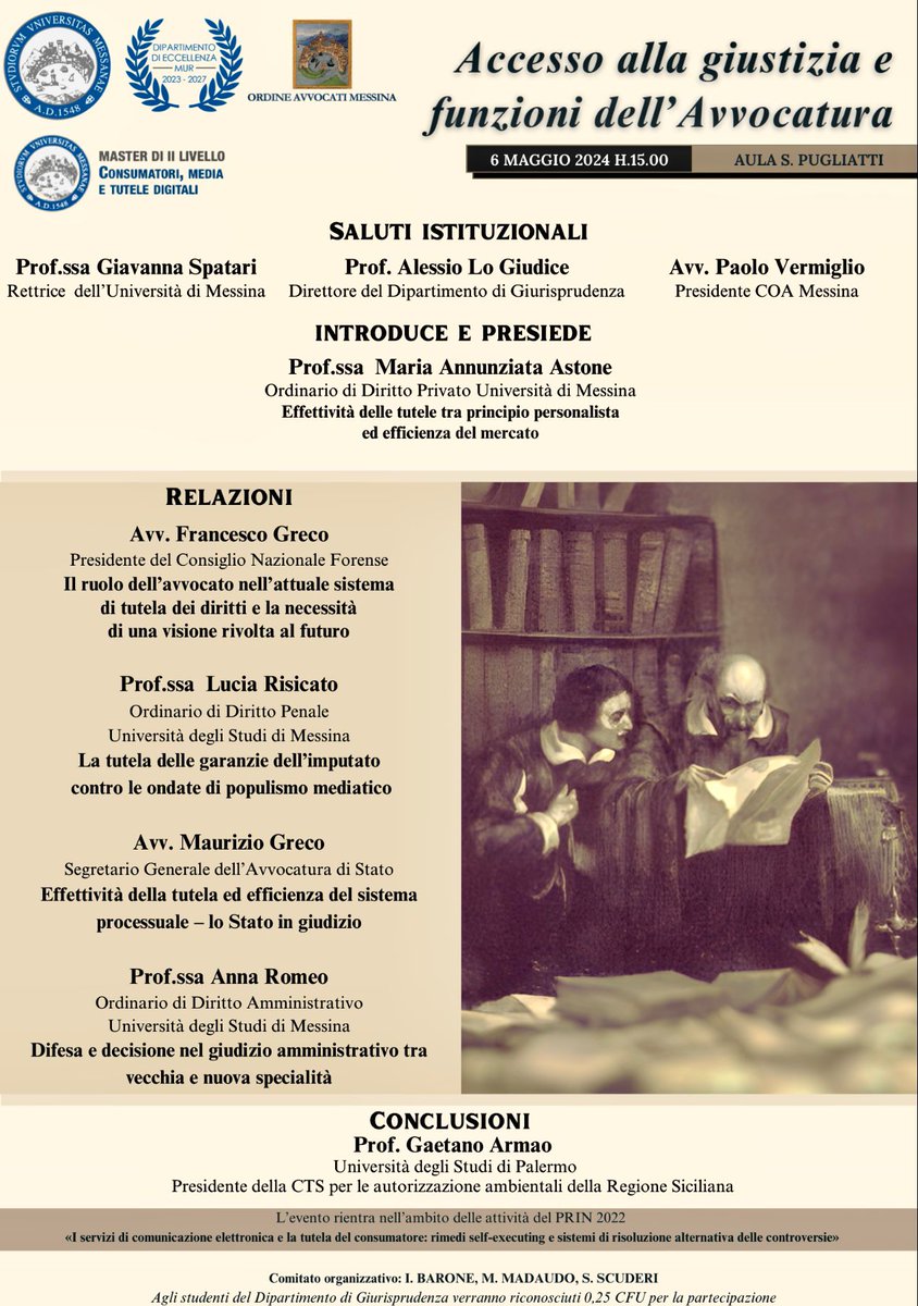 Al confronto sulla riforma della Magistratura contribuiamo da @unimessina con un dibattito tra i vertici dell’Avvocatura e l’Accademia sull’accesso alla giustizia, affinché il tema mantenga l’obiettivo che é quello della riforma della giustizia e dell’effettività delle tutele.