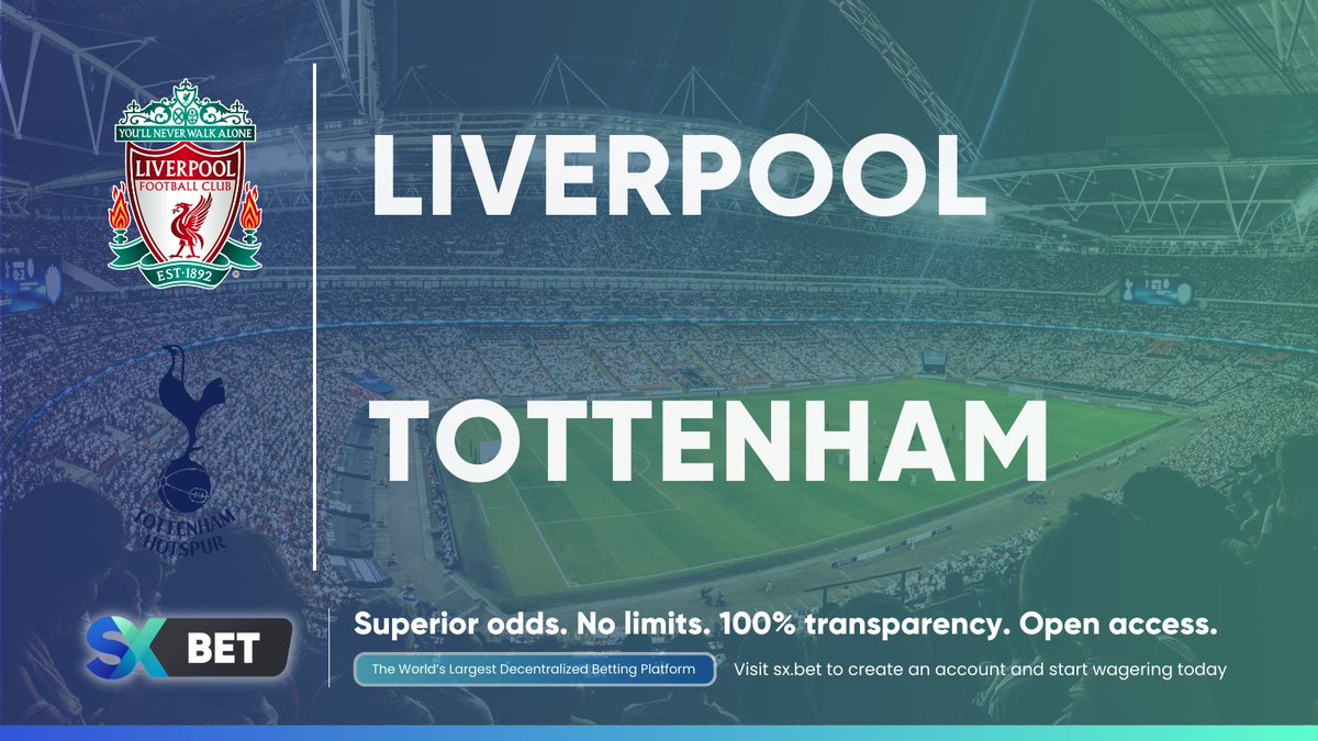 Coming up soon is #Liverpool vs. #Tottenham at 11:30 AM ET ⚽️ Connect your wallet now to bet on EPL at SX Bet with no limits and exceptional prices 🔥