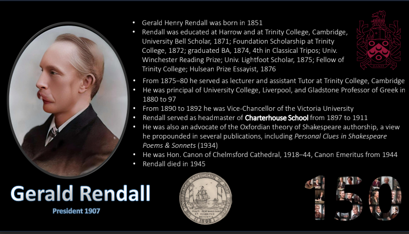 Gerald Rendall was Headmaster of @CharterhouseSch for 12 years.  During that time he became President of the Association of Headmasters' later known as ASCL.  

In his later life he became a vocal proponent of the theory that Edward De Vere wrote Shakespeare's plays.