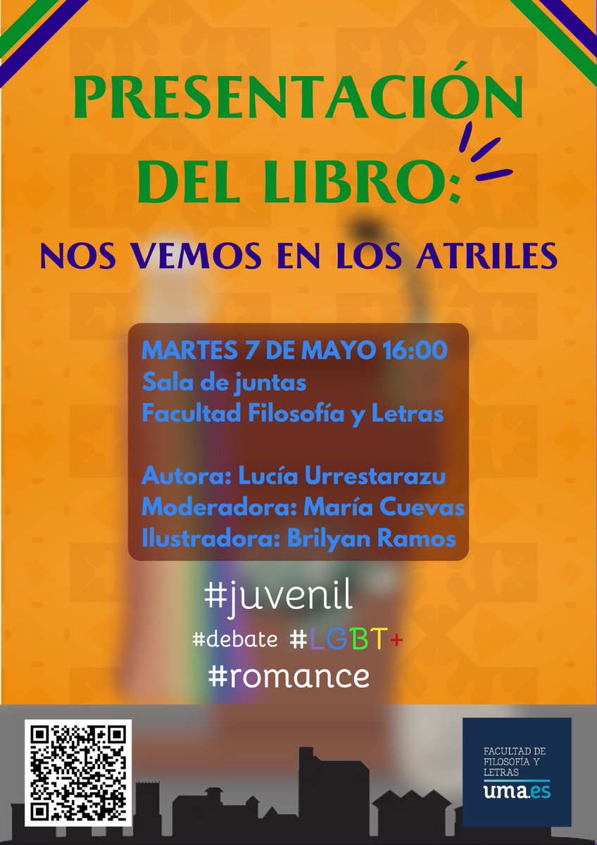 Mañana martes 7 de mayo a las 16:00 en la Sala de Juntas de @LetrasUMA tendrá lugar la presentación del libro 'Nos vemos en los atriles' a cargo de su autora, Lucía Urrestarazu, estudiante de nuestra Facultad. @phylosgou @vrcultura_UMA @ContenedorUMA @vrigualdadUMA