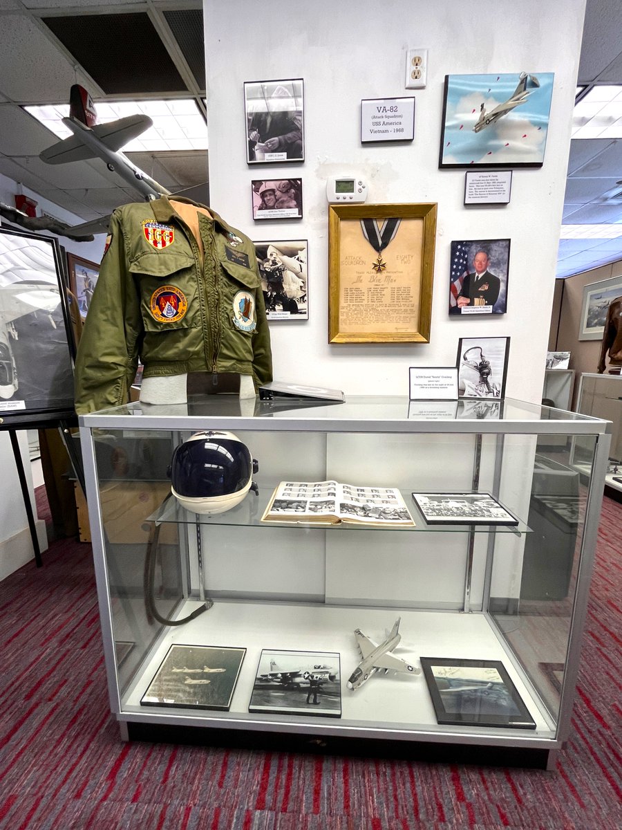 Our display for VA-82 Marauders, who flew our A-7A Corsair BuNo 154345 into combat in 1968 off USS America.  #a7corsair #usnavy #navalaviation #flynavy #aviationmuseum #museum #artifacts #hickorync #avgeeks #aviation #airplanes #aircraft #history #aviationhistory