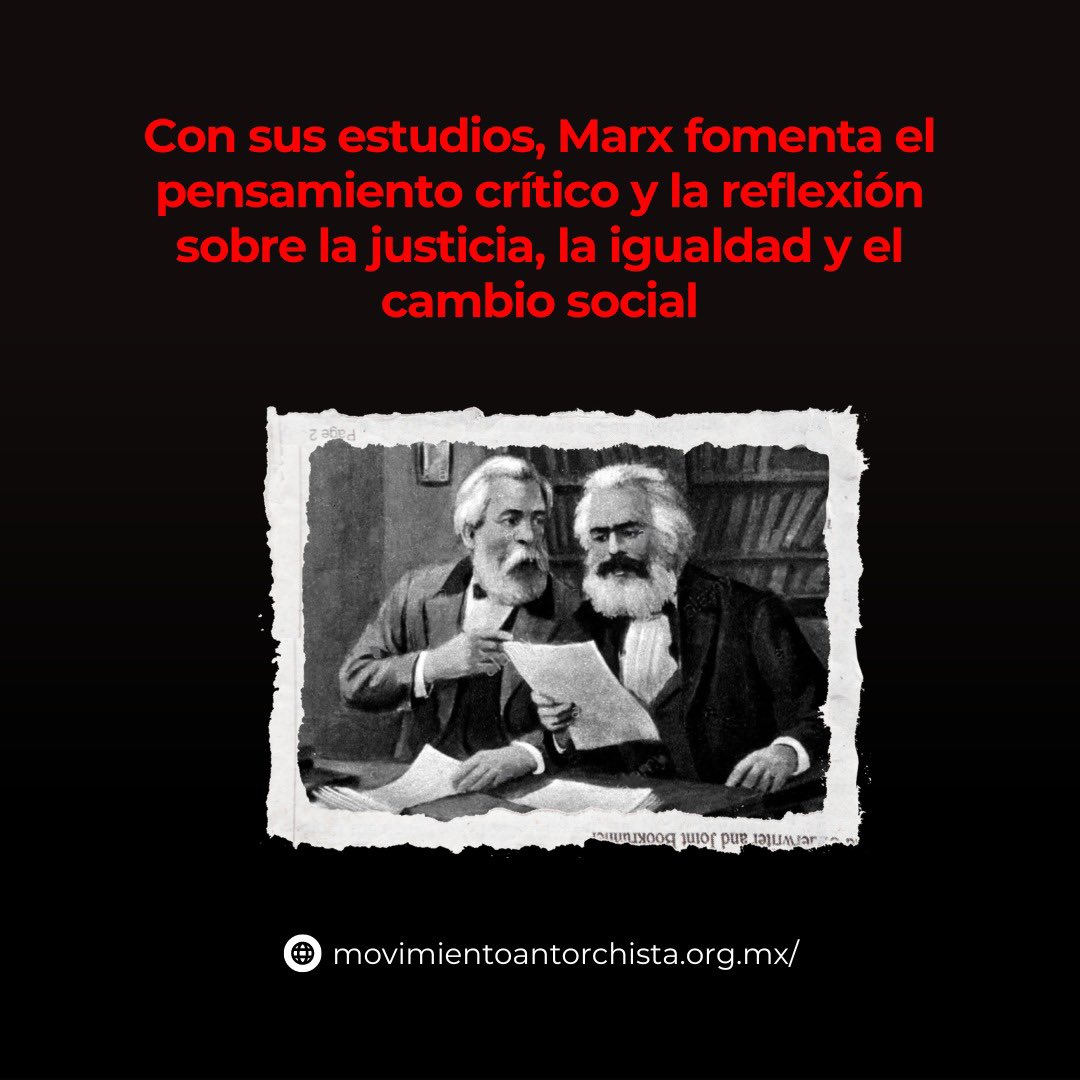 AntorchaOficial's tweet image. ¡Feliz cumpleaños, Karl Marx! A 206 años del nacimiento del Prometeo de la clase obrera 💪🏽

Filósofo, sociólogo, historiador, economista y político. Considerado como el padre del socialismo científico, el marxismo y el materialismo histórico.