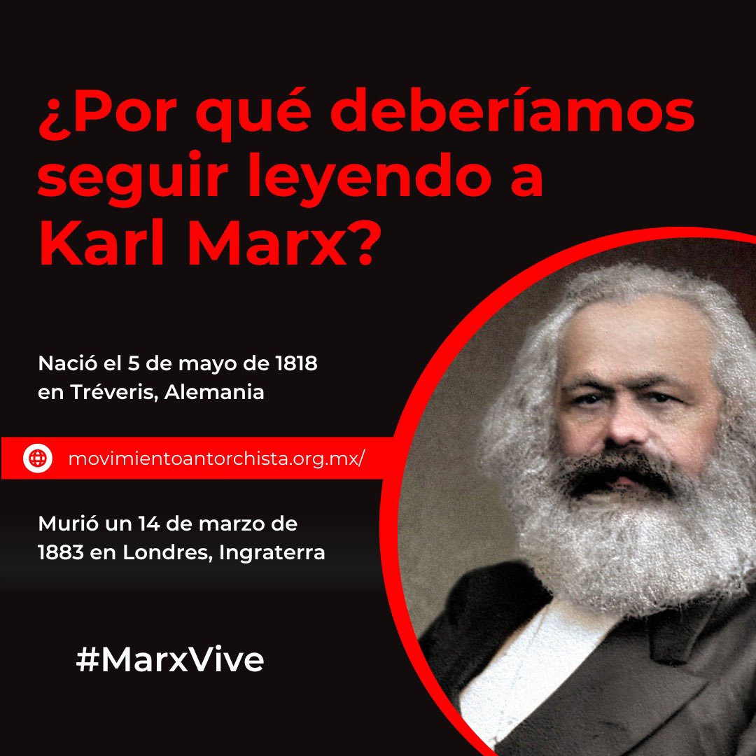 AntorchaOficial's tweet image. ¡Feliz cumpleaños, Karl Marx! A 206 años del nacimiento del Prometeo de la clase obrera 💪🏽

Filósofo, sociólogo, historiador, economista y político. Considerado como el padre del socialismo científico, el marxismo y el materialismo histórico.