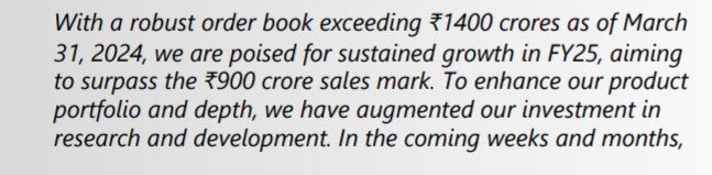 Zen Technologies
#ZENTEC
#ZENTECH
Inv PPT:

Orderbook at 1402cr as of March 2024

Out of which:
Training stimulators 791cr
Anti drone systems at 611cr

FY25:
Aiming to surpass 900cr sales figures 
FY24 sales at 440cr