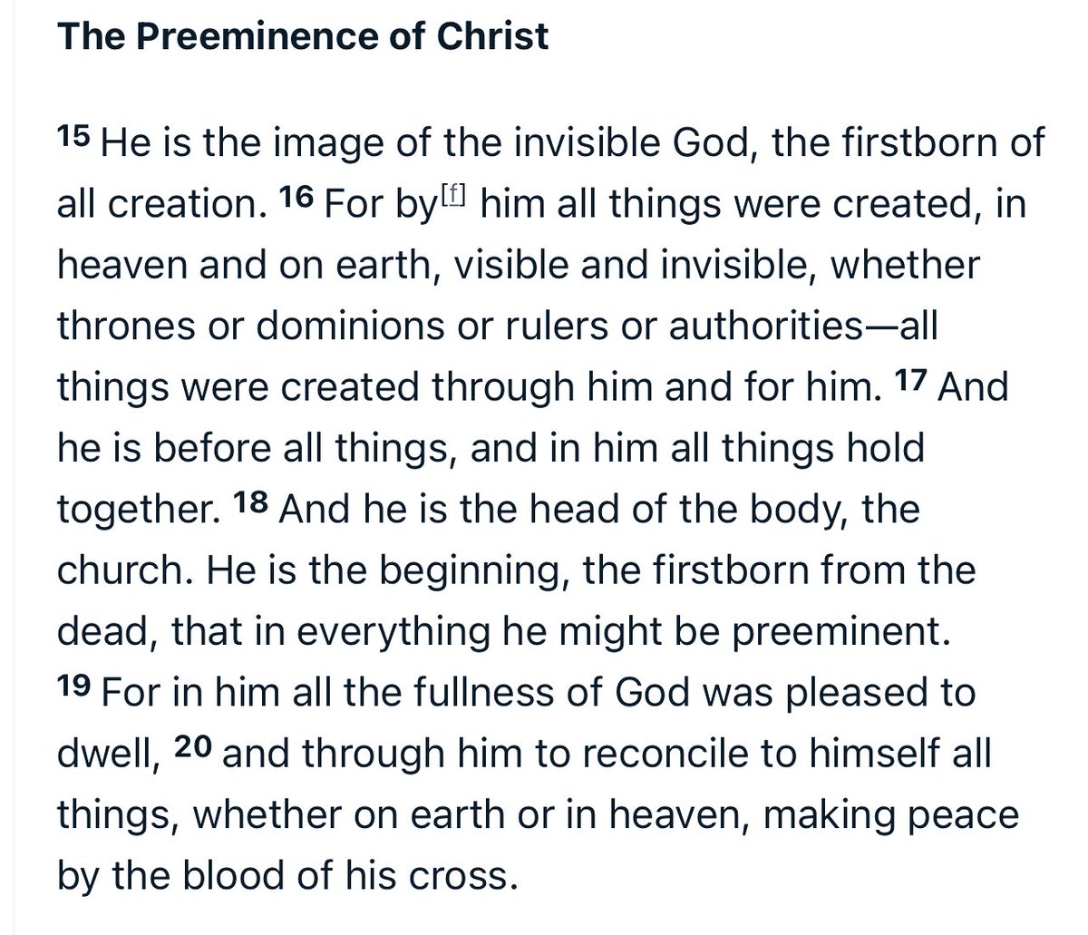 @RealCandaceO Colossians 1 
The Preeminence of Christ

15 He is the image of the invisible God, the firstborn of all creation. 

16 For by him all things were created, in heaven and on earth, visible and invisible, whether thrones or dominions or rulers or authorities—all things were created…