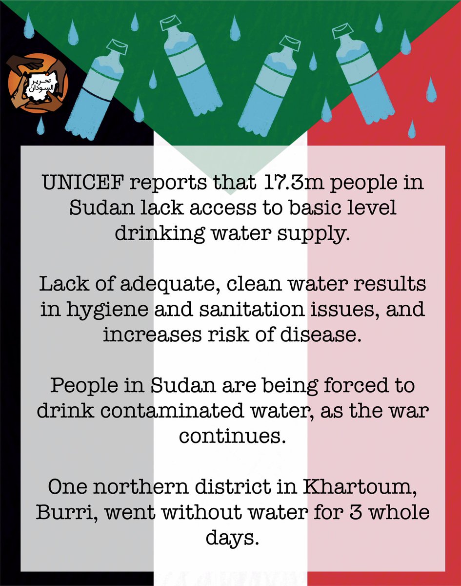 It’s #DrinkingWaterWeek, and 17.3m people in Sudan continue to go without clean drinking water amidst the ongoing war. 

#LiberateSudan #KeepEyesOnSudan #EyesOnDarfur