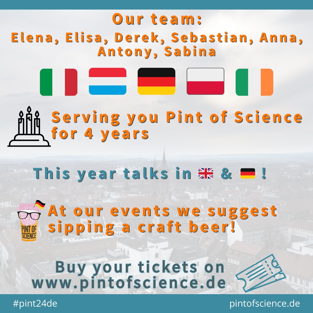 Hurry up and buy your tickets for the #pint24de in #Göttingen before they are gone! 🤩 many talks in English and German are waiting for you on 13-15 May in your favourite pubs 🍺 🎟 Full programme & tickets at pintofscience.de/events/goettin… #pint24 #scicomm #wisskomm