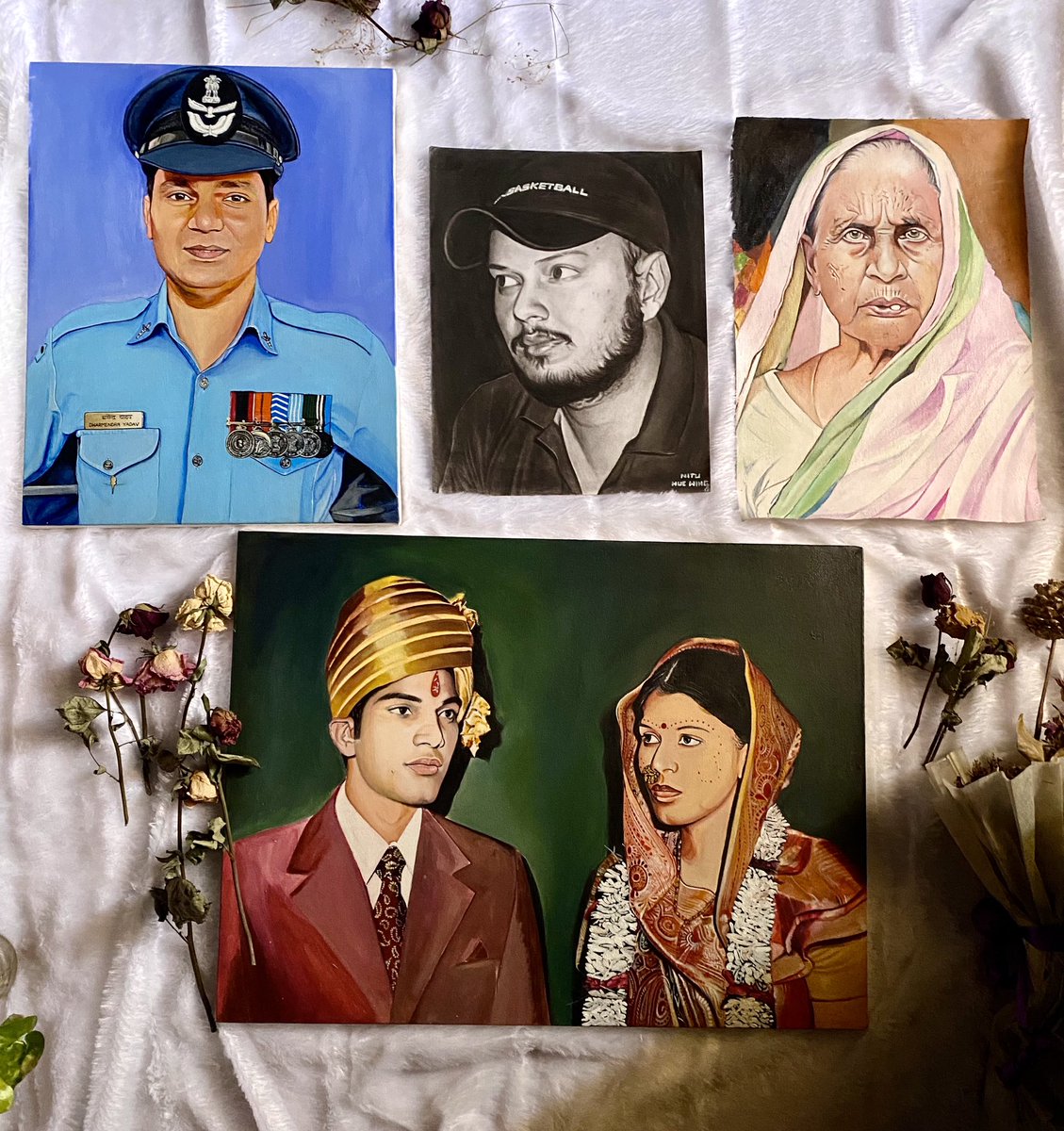 Different faces, different emotions, different stories.

But the only common thing between all of these is Love for their own people and wanting to do something special for them.

Commissioned artworks of this month in progress.

Acrylics on Canvas

#commisionsopen