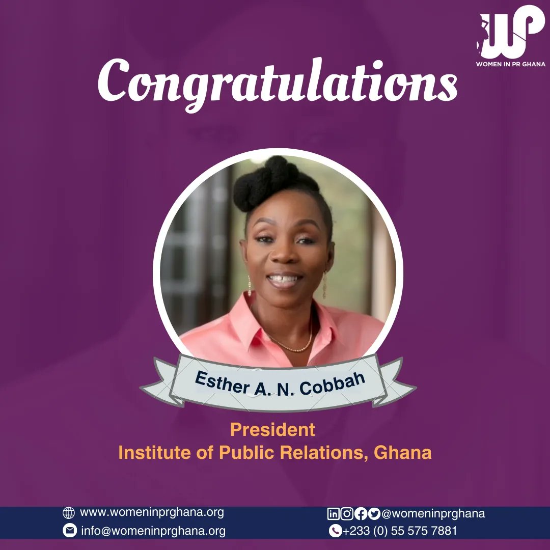 womeninprghana's tweet photo. On behalf of the Advisory Board and the Executive Council, Women in PR Ghana extends a heartfelt congratulations to the newly elected officials of the Institute of Public Relations, Ghana @iprGhOfficial https://t.co/08x32OK8IL