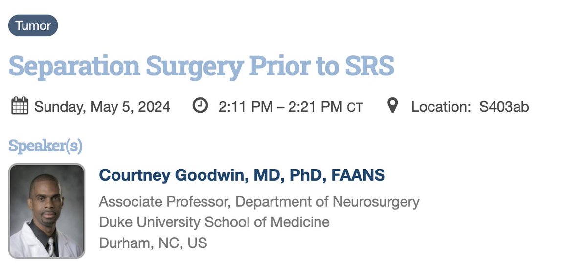 We would like to highlight some of the great work being presented TODAY at #AANS2024! Check out Dr. Courtney Goodwin presenting in S403ab! #WhatMatters #nsgy