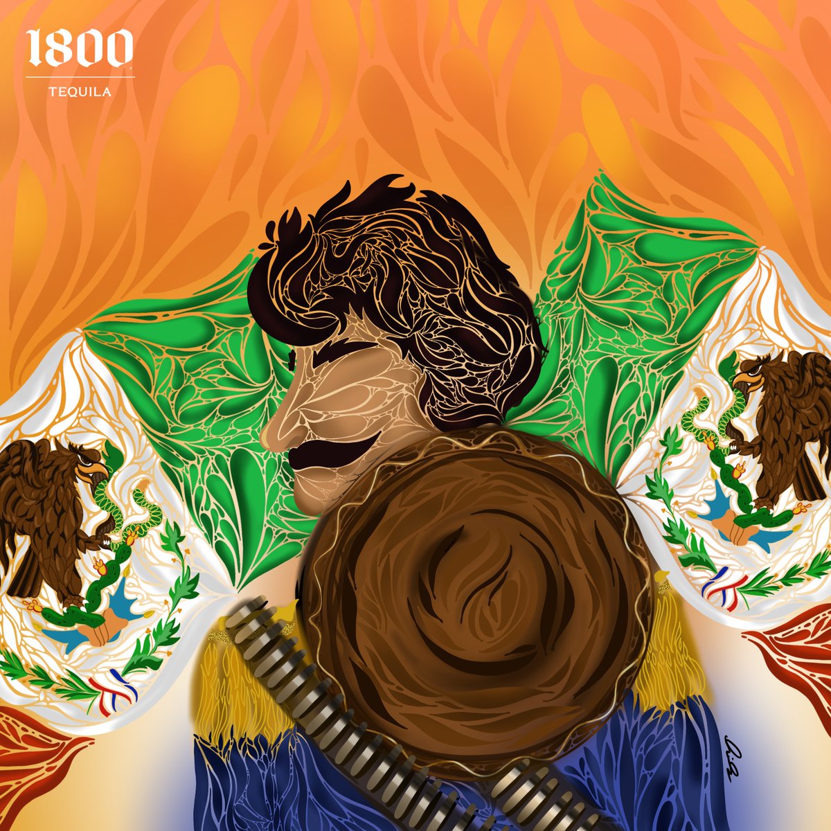 Para rendir homenaje al Cinco de Mayo y a la Batalla de Puebla, le encargamos una obra a Alyssia Aguilar (@TheLoftyMom ), una artista local autodidacta quien utiliza colores llamativos y vibrantes para representar la historia del 'último hombre en pie', un guiño a los hombres que
