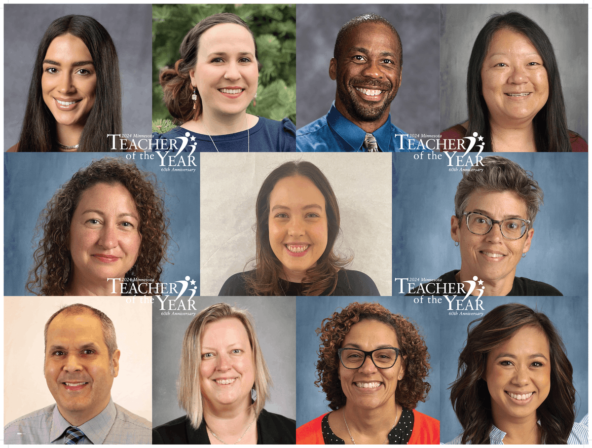 TODAY! One of these amazing finalists will be named the 2024 Minnesota Teacher of the Year. Watch LIVE on the MNToY Facebook page around 2:30/3 p.m.: facebook.com/MinnesotaToY #mntoy