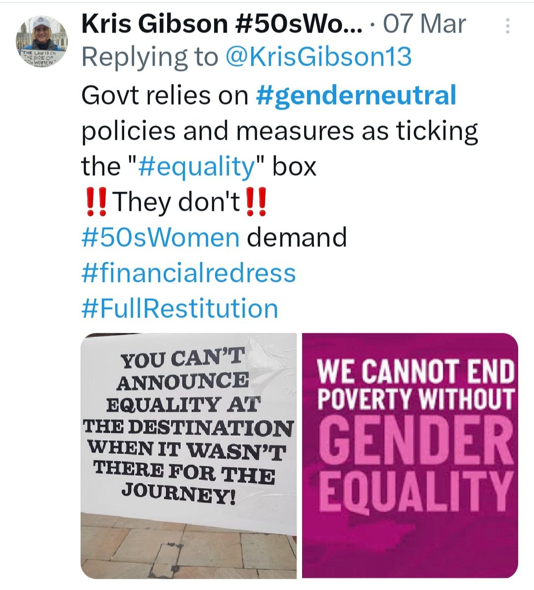 From the point of view of #50sWomen, #genderneutral #pensionspolicy is a disaster, as #Equality of age does not & will not bring about #Equality of OUTCOME Just as #genderneutral measures have had a disproportionately negative impact on #women of all ages in #austerity etc