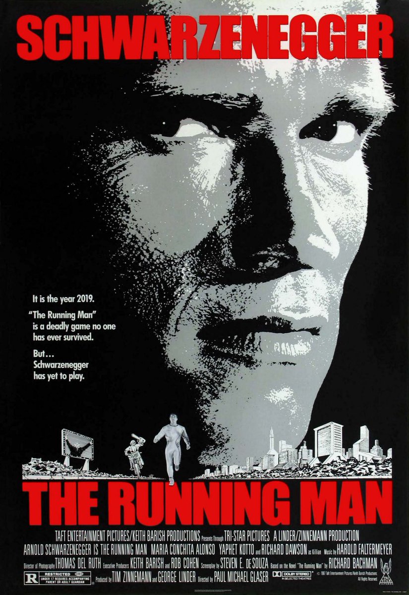 In my very humble opinion, the 80’s science fiction dystopian film that pegged our future closest was The Running man. It predicted the bread & Circuses of reality television, the corporate control over political and cultural narrative and the rise of populist revolt.