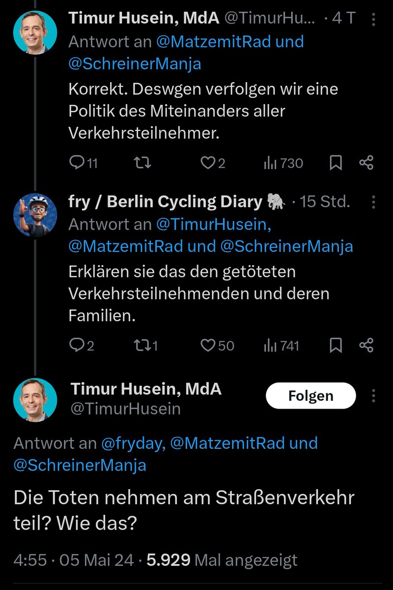 Und so sieht dann dieses 'Miteinander im Verkehr' der CDU aus:
Menschen verlieren bei Unfällen mit KFZ-Beteiligung ihr Leben und werden dafür im Anschluss auch noch verhöhnt.
#NieMehrCDU