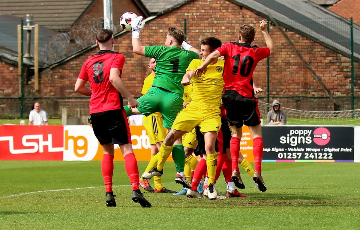 Bamber Bridge United’s (yellow kit) hopes of capturing the LFA Sunday Trophy were dashed when they were beaten 4-3 on penalties by the holders Mill Hill (Blackburn) after the scores were level 1-1 at full time. And it all started so well for United as they took a 9th minute lead