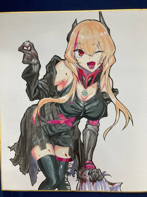 人生初のアナログ色紙の塗りを、
まさかプラモデル用塗料の水性ホビーカラーで
行うとは思わなんだ 