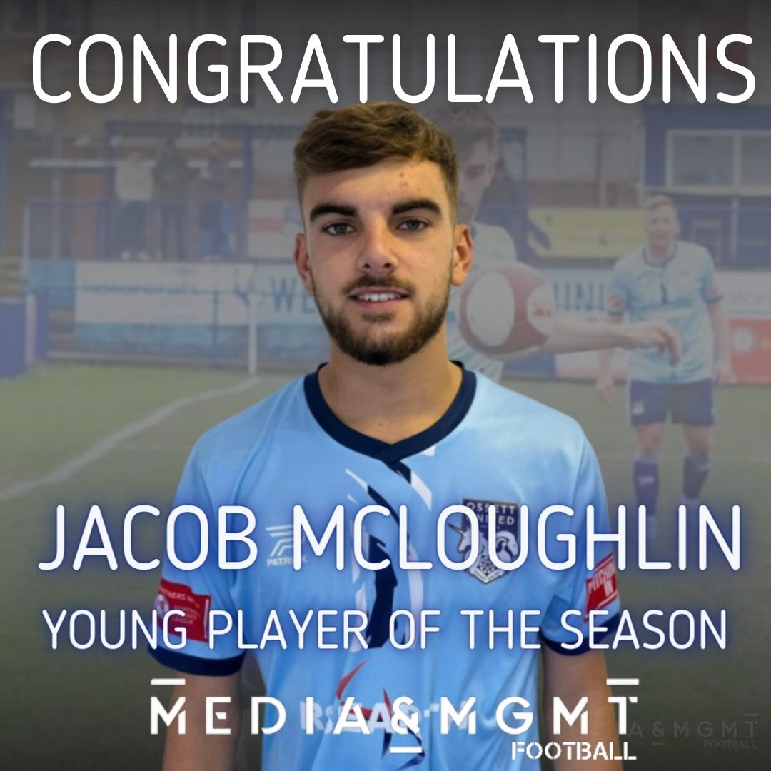 A fantastic season for Jacob McLoughlin in a @OssettUnited Kit! Young Player Of The Season✅ Well done Jacob👏 #mediamgmt #mediamgmtfamily #mediamgmtgroup #mediamgmtfootball #football #footballplayer #ossettunited