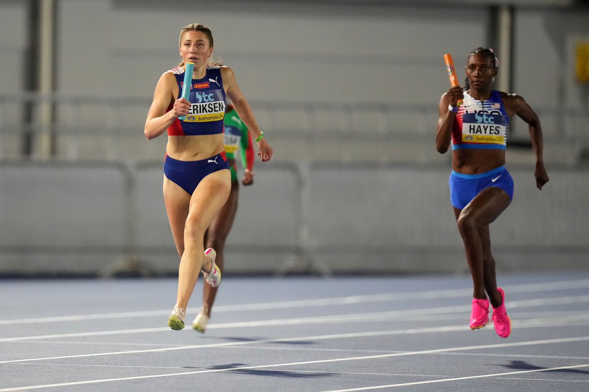 Scenes from last night’s #WorldRelays where our own Josefine Eriksen helped @Norsk_Friidrett earn a spot in the Games of the XXXIII Olympiad and become the first relay team for 🇳🇴 to qualify for the Olympics since 1920‼️ #RoadToParis 📸 Kirby Lee / USA Today #GoUtes | #UtahTFXC