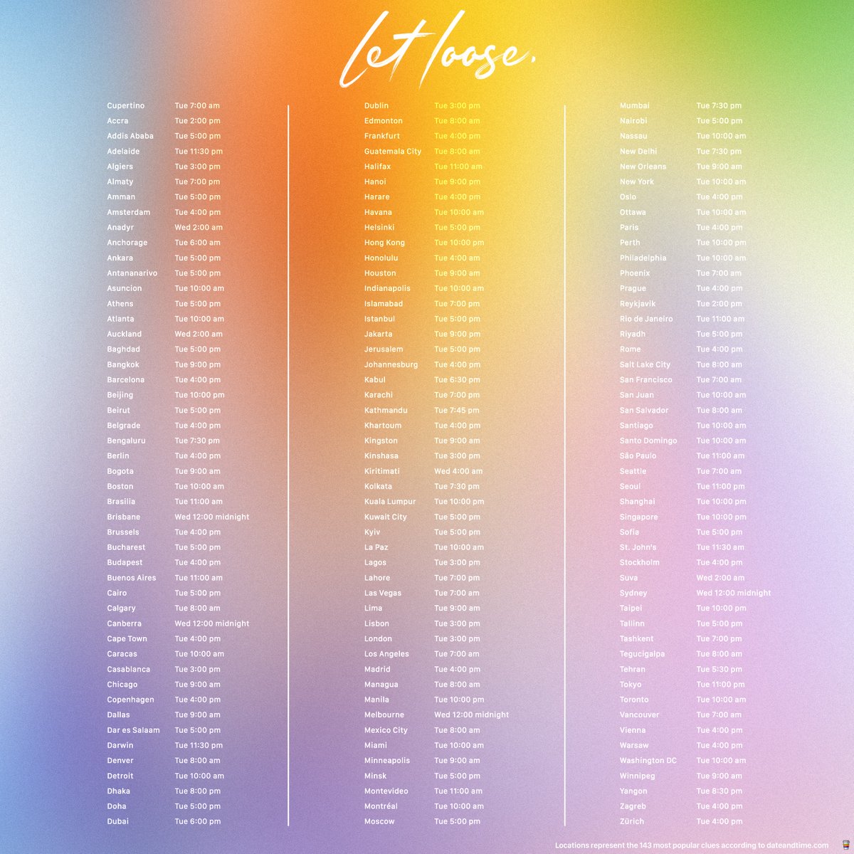 What time is the Let Loose #AppleEvent in my area? ⌚️