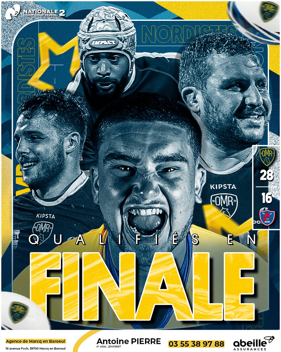 𝗢𝗡 𝗘𝗦𝗧 𝗙𝗜𝗡𝗔𝗟𝗘𝗘𝗘𝗘𝗘𝗘𝗘𝗘𝗘𝗘 !!!!!!!!  💛💙

Les nordistes s'imposent et se dirigent vers la finale de nationale 2 au terme d'un match disputé face à l'AS Macon Rugby 🔥

Merci à Antoine Pierre de Abeille Assurance qui vous présente le resultat 💪