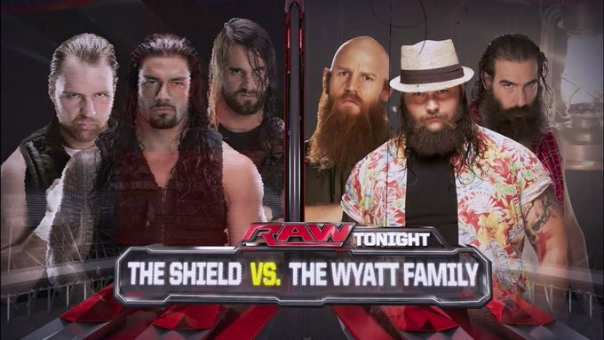 5/5/2014

The Wyatt Family defeated The Shield on RAW from the Times Union Center in Albany, New York.

#WWE #WWERaw #TheWyattFamily #BrayWyatt #ErickRowan #LukeHarper #BrodieLee #TheShield #RomanReigns #SethRollins #DeanAmbrose #JonMoxley