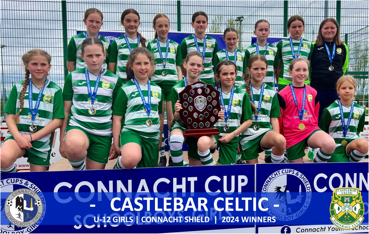 ConnachtYouth's tweet image. 🔵⚪ CONNACHT FINALS 2024 ⚪🔵

🛡️ U-12 Girls Shield Final

⚽ Fahy Rovers 1-1 Castlebar Celtic
Castlebar Celtic on [3-2] on pens, aet

#connachtSHIELDs 👏`