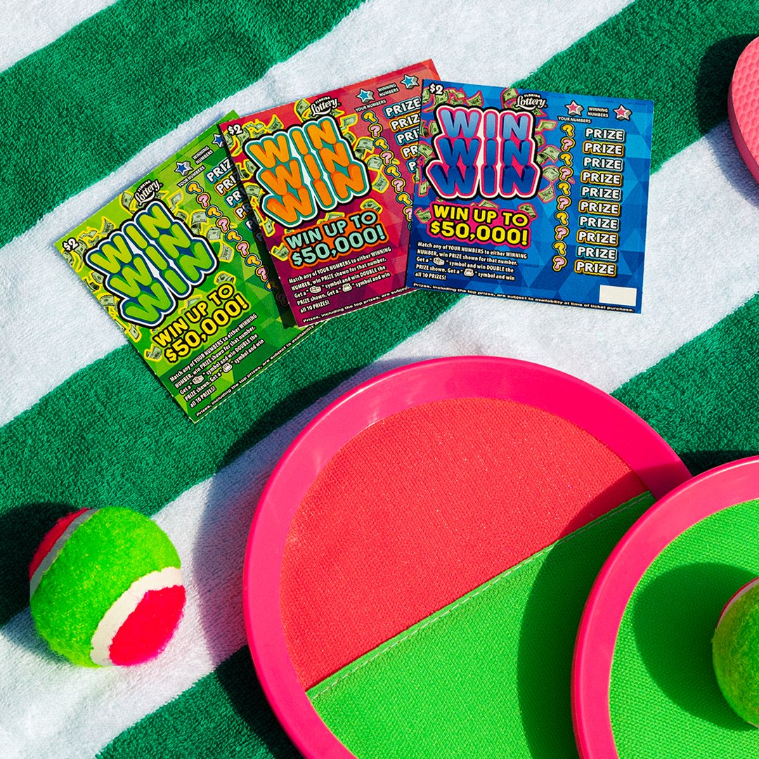 Beach days just got better! 😎🏖️ Check out our WIN WIN WIN game for some summer FUN FUN FUN! 🤩 #FloridaLottery #ScratchOffs