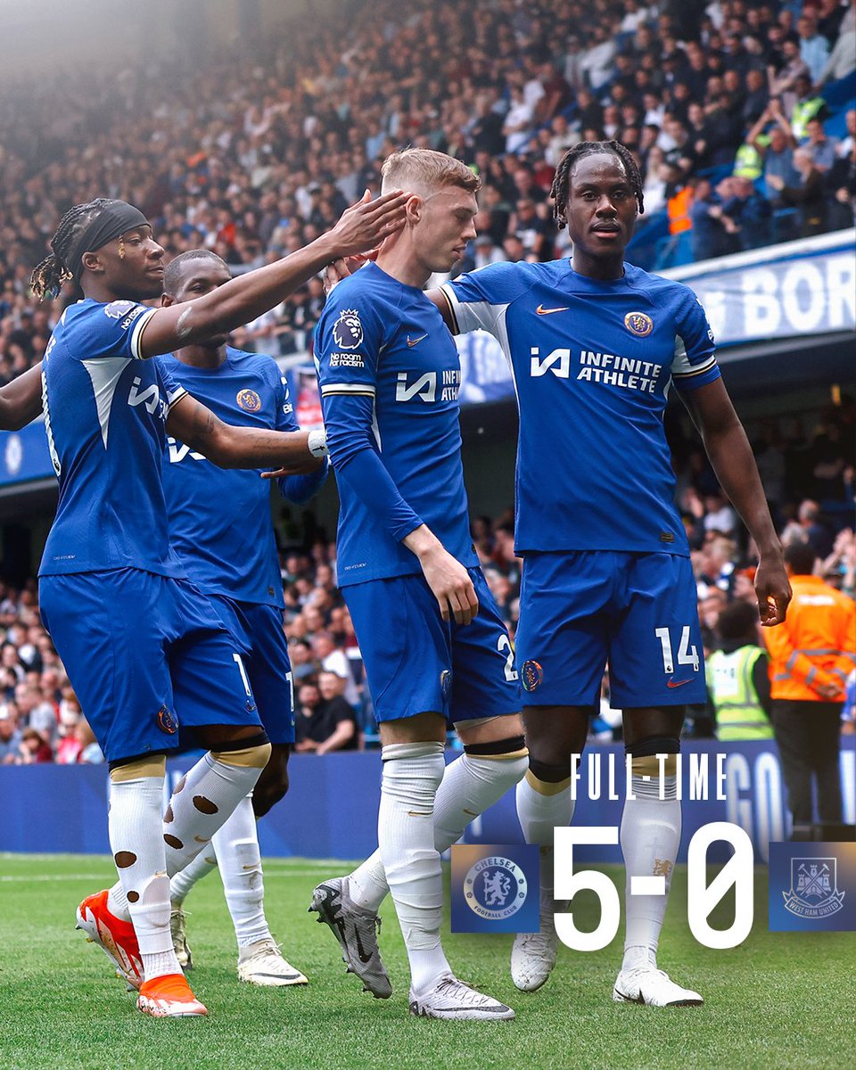 High flying Blues secure a 5-0 victory over West Ham United. Dominant display by Chelsea.