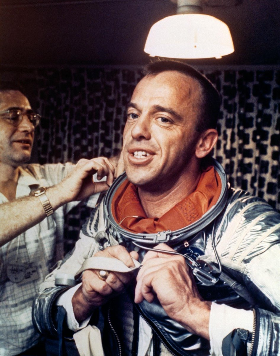 'Light this candle!' #OTD in 1961, Alan B. Shepard became the first American in space during a suborbital flight aboard his 'Freedom 7' capsule. After the brief but historic flight, President Kennedy committed the U.S. to achieving a lunar landing before the end of the decade.
