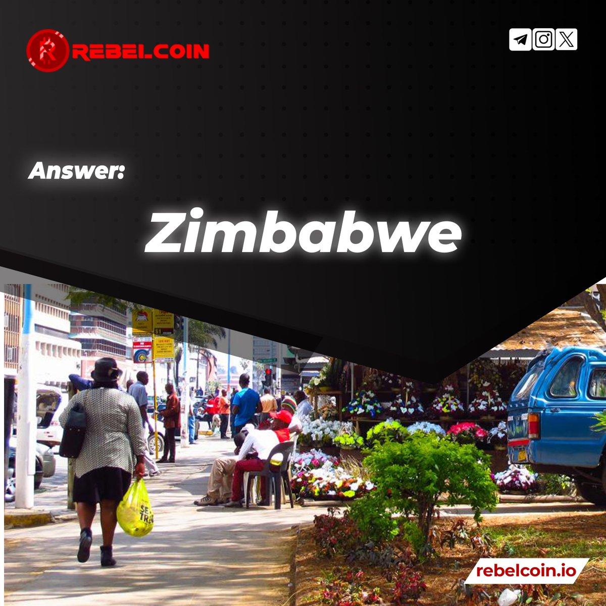 Which country once had a 100 TRILLION dollar bill just for a loaf of bread?

Answer: Zimbabwe
. 
Get it now👉 xeggex.com/market/RBL_USDT
.
#Bitcoin #Ethereum #Cryptocurrency #Blockchain #Altcoins #CryptoExchange #CryptoMarket #cryptowallet  #CryptoPrice