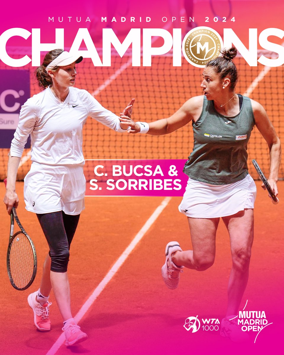 🧡🧡 C A M P E O N A S 🧡🧡 🇪🇸 Sara Sorribes y 🇪🇸 Cristina Bucsa se convierten en la primera pareja española que conquista el 🏆 del #MMOPEN. Las locales vencieron 6-0, 6-2 a Krejcikova/Siegemund en la final.