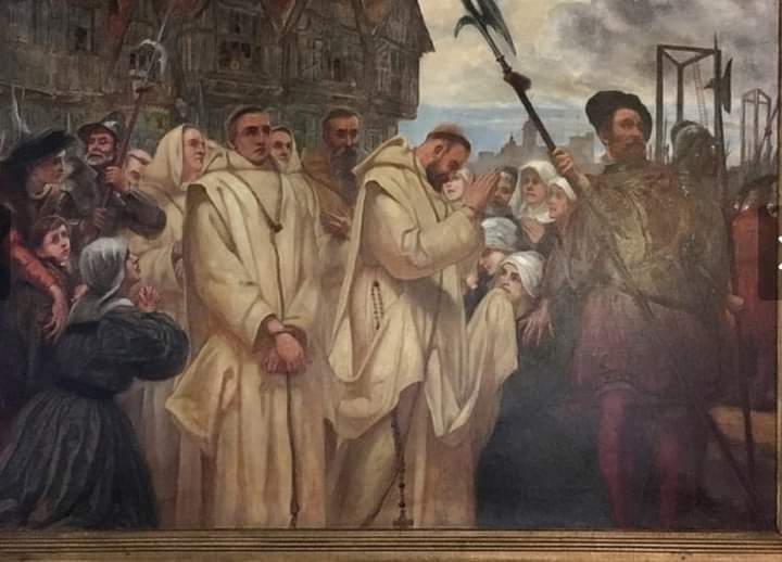 Painting from the Charterhouse chapel in London of the Carthusian prior St John Houghton and his companions, first of the English Martyrs, being led to their execution at Tyburn in 1535. May the English Martyrs pray for us!