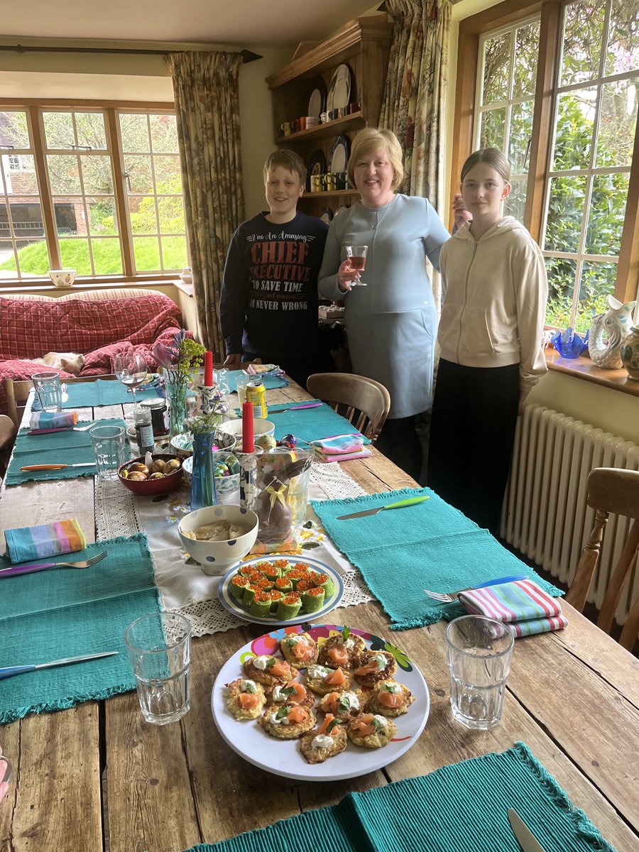 Celebrating Ukrainian Easter today with our guests Vera and Yehor and Yehor’s friend Dasha. #slavaukraine