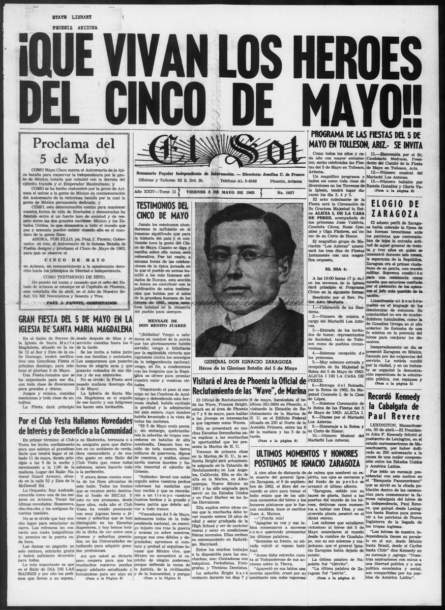 Cinco De Mayo is a yearly celebration to commemorate Mexico's victory at the Battle of Puebla in 1862. With the Arizona Memory Project, we can see past celebrations. Including how Arizona's first Secretary of State Sidney Osborn participated. ow.ly/9c6b50RuYBx