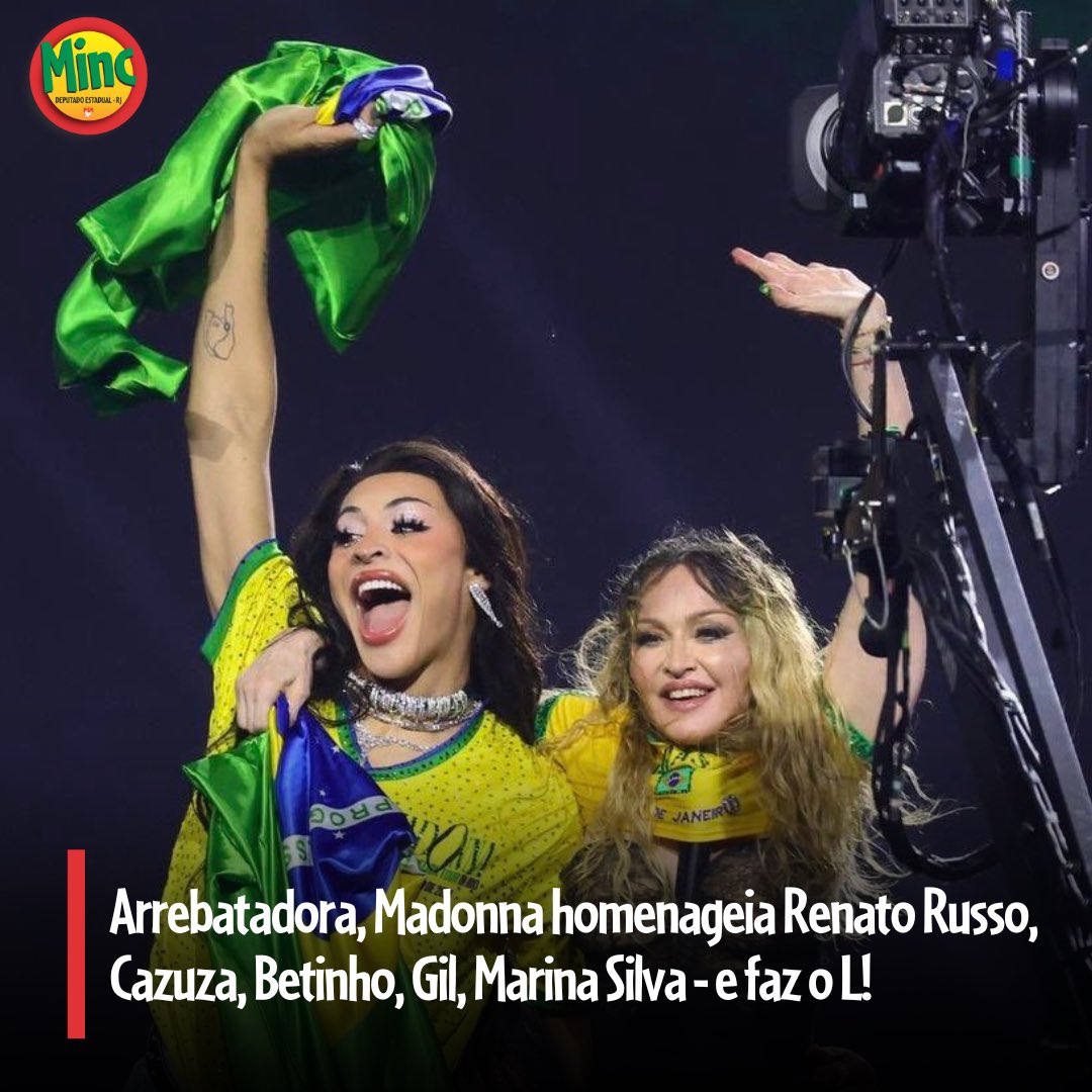 A ARCA LIBERTÁRIA DE MADONNA Plena de energia renovável sexo-afetiva, Madonna homenageou Renato Russo, Cazuza, Betinho, Gil, Marina Silva, Paulo Freire, Elza Soares, Mano Brown – e fez o L! Além de movimentar fortemente a economia do Rio de Janeiro, “recuperou” a bandeira do…