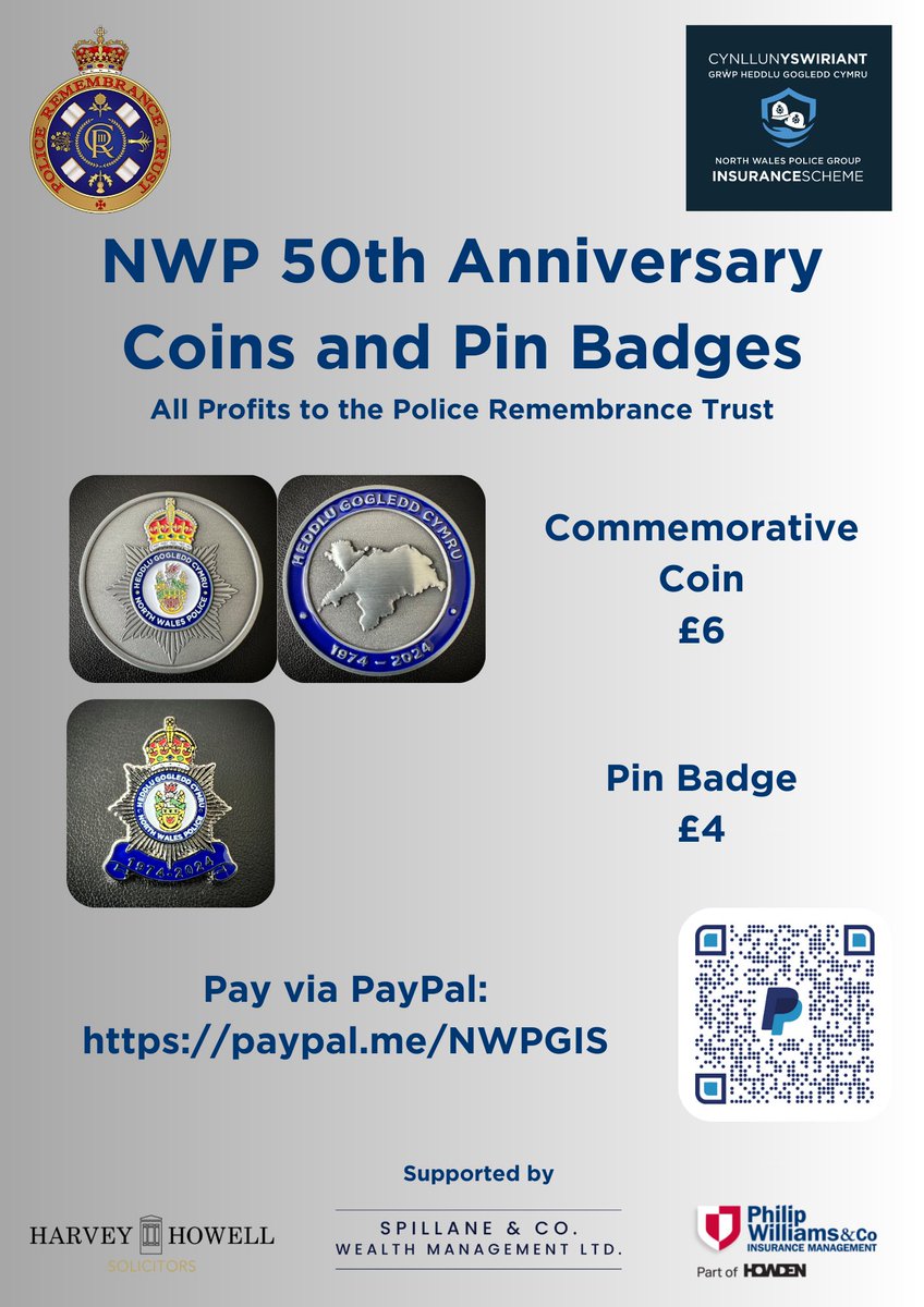 NWP 50th Anniversary Commemorative Coins and Pin Badges now for sale! All profits are going to @Police_Memorial. To purchase visit: paypal.me/NWPGIS. It’s really important to include in the “Whats this for” box your name, what you are purchasing and your postal address.