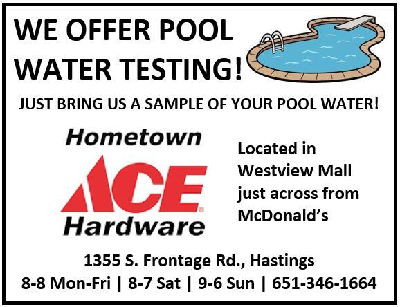 Did you know that we offer pool water testing here at Hometown Ace? Stop by today with a sample of your water!

#AceHardware #HometownAceHardware #MyLocalAce #ShopLocal #pool #swimmingpool #water #watertesting #swimming #spring #summer