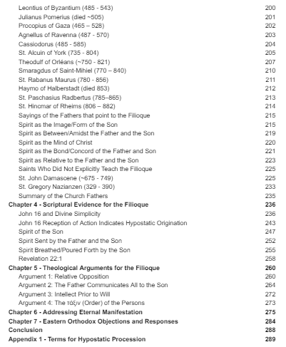 Table of Contents of my upcoming Filioque book. Over 40+ saints, 2 Ecumenical Councils, 10+ local councils, 20+ early Christians teach the Filioque