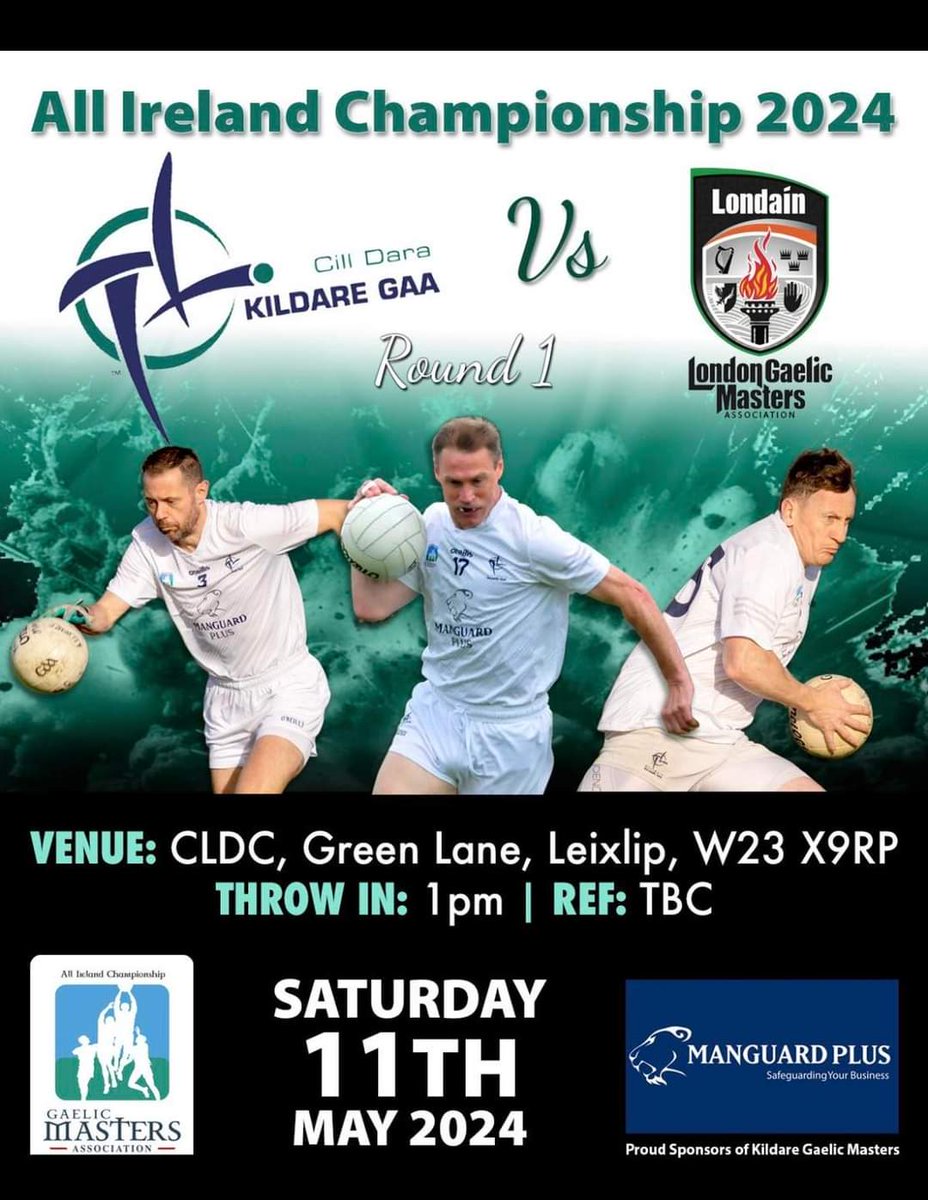 @kildaremastersGAA (@kildaremasters) on Twitter photo Kildare Masters' championship campaign kicks off this Saturday, May 11th at 1pm in Leixlip, when the Lilywhites take on <a href="/LondainMasters/">London Gaelic Masters</a>. Show your support & join the team for food and refreshments in the bar afterwards! 🏐🏐 Great to have <a href="/ManguardPlus/">Manguard Plus</a> on board again as sponsor Kildare Masters' championship campaign kicks off this Saturday, May 11th at 1pm in Leixlip, when the Lilywhites take on <a href="/LondainMasters/">London Gaelic Masters</a>. Show your support & join the team for food and refreshments in the bar afterwards! 🏐🏐 Great to have <a href="/ManguardPlus/">Manguard Plus</a> on board again as sponsor